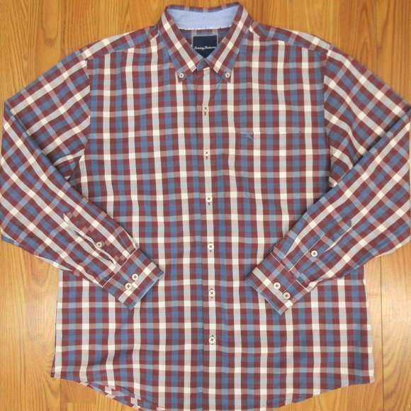 TOMMY BAHAMA REGULAR FIT 100% COTTON CHEKC PLAID LARGE, L - Picture 1 of 5